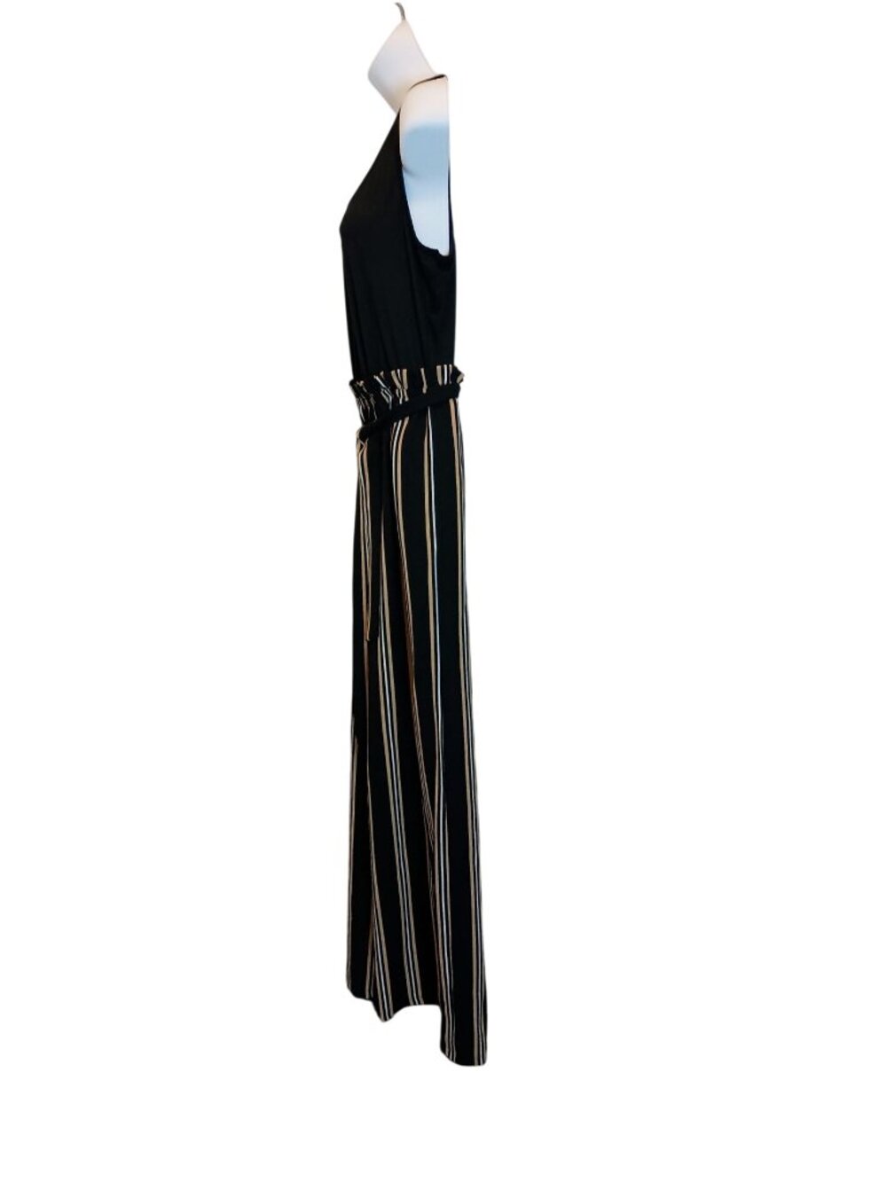 As U Wish Black Stiped Sleeveless Dress Suit Jumpsuit Pants One Piece Women's - Picture 3 of 5